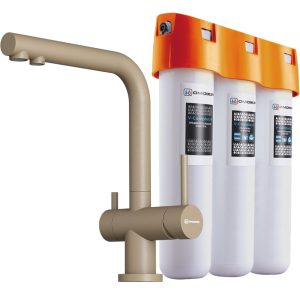 Смеситель для кухни Omoikiri Nagano P + Pure Drop Lite с фильтром Карамель 4217.8028P