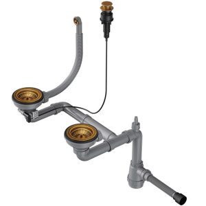 Арматура для полуторачашевых моек Omoikiri с клапаном-автомат Латунь античная 4957093