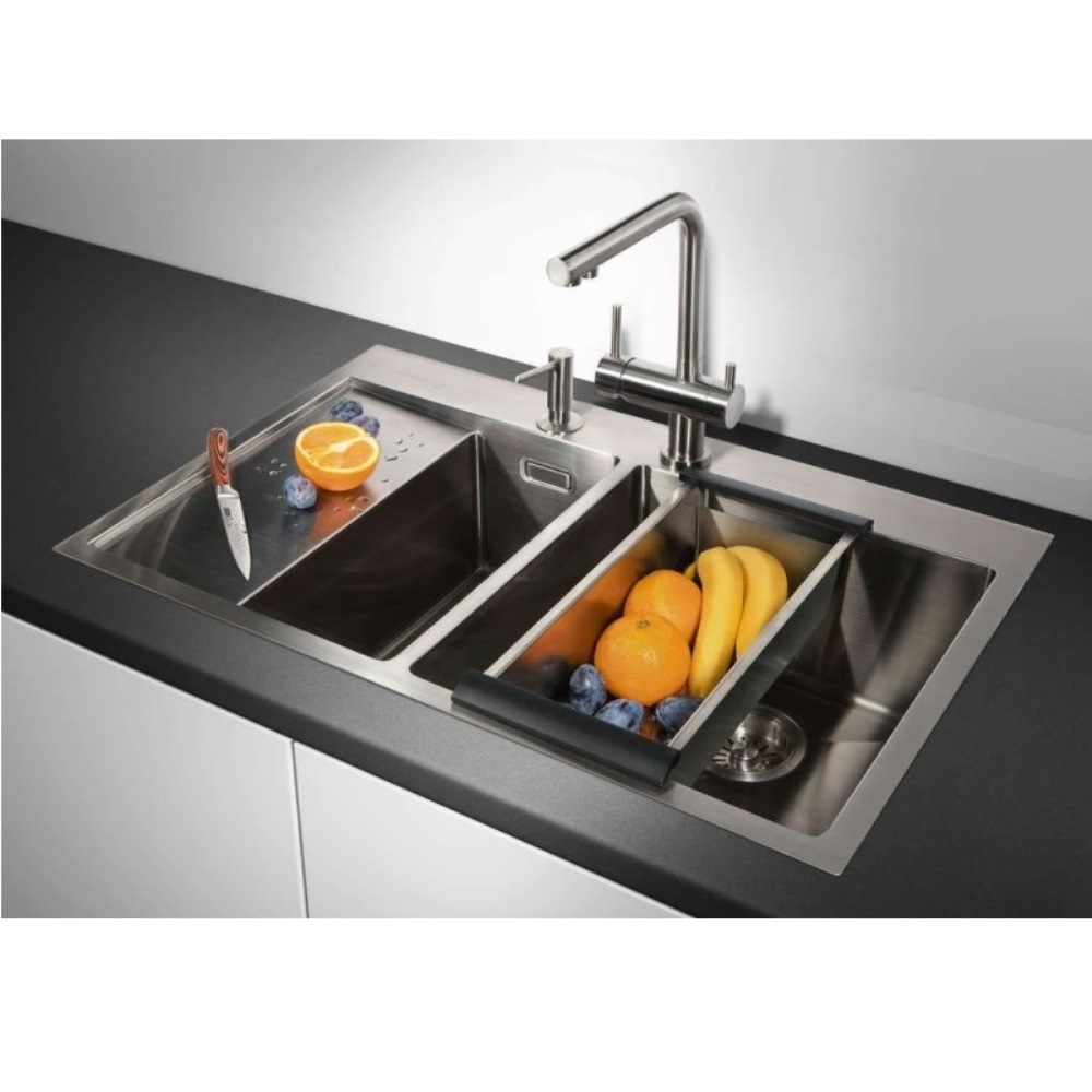 Мойка кухонная Omoikiri Akisame 78 правая Вороненая сталь 4973102 — изображение 3
