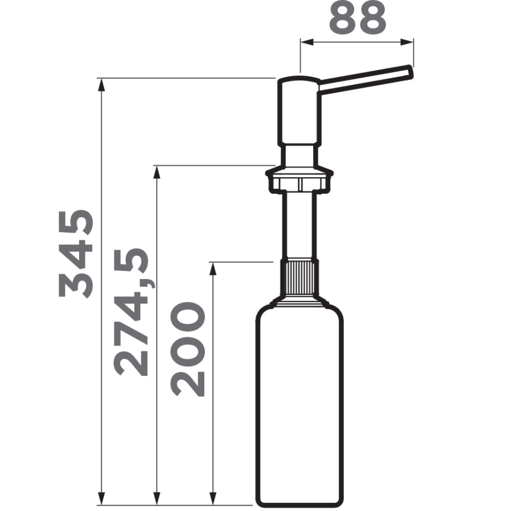 Дозатор встраиваемый Omoikiri OM-02-P Черный матовый 4975018 — изображение 3