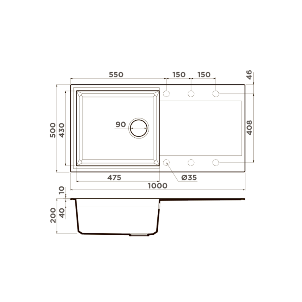 Мойка кухонная Omoikiri Sakaime 100 Черный матовый 4993884 — изображение 4