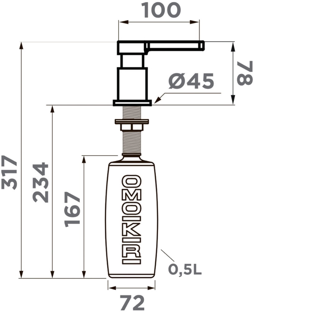 Дозатор встраиваемый Omoikiri OM-04 Графит 4995052 — изображение 3